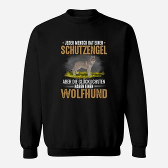 Wolfhund Schutzengel Schwarzes Sweatshirt, Spruch für Hundeliebhaber - Seseable