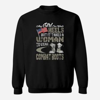 Woman To Wear Combat Boots Sweat Shirt - Seseable
