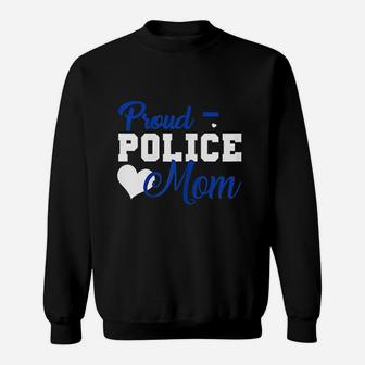 Women Proud Police Mom Thin Blue Line Police Officer Mom Sweat Shirt | Seseable FR