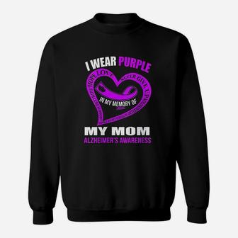 Womens In My Memory Of My Mom Alzheimer's Awareness Sweat Shirt - Seseable