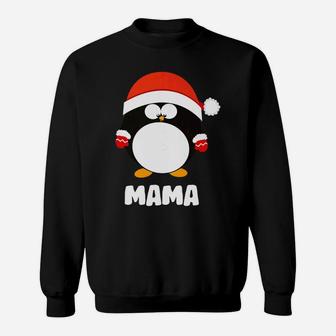 Womens Mama Penguin Christmas Santa Family Matching Pyjamas Sweat Shirt - Seseable