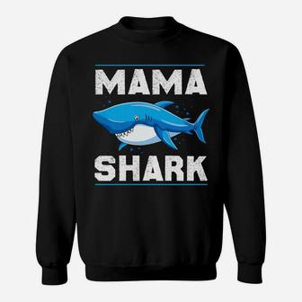 Womens Mama Shark Funny Family Matching Tees Sweat Shirt - Seseable