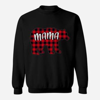 Womens Red Plaid Mama Bear Matching Buffalo Family Christmas Gift Sweat Shirt - Seseable