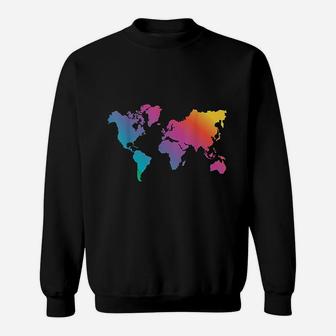 World Map Travel Countries Geography Color Painting Art Sweatshirt - Seseable