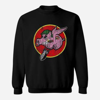 Wwii Vintage Insignia Flying Pig Military Retro Patch Sweat Shirt - Seseable