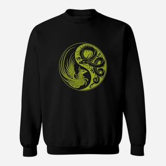 Yellow And Black Dragon Phoenix T Shirt Sweat Shirt - Seseable