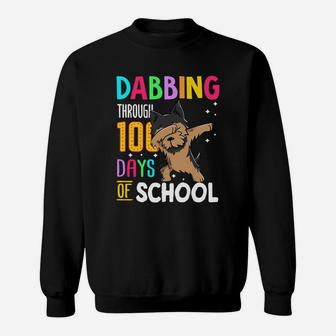Yorkshire Terrier Dabbing Through 100 Days Of School Colorful Dog Lovers Funny Student Sweat Shirt - Seseable