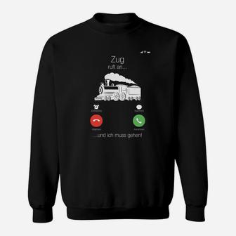 Zug-Motiv Schwarzes Sweatshirt, Lustiges Telefon-Witz Tee - Seseable