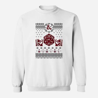 20 Sided Dice D20 Ugly Christmas Sweater Sweat Shirt - Seseable