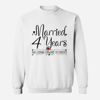 4th Wedding Anniversary Gifts For Her Just Married 4 Years Sweat Shirt - Seseable