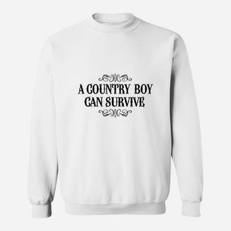 A Country Boy Can Survive Quote Gray Sweatshirt - Seseable