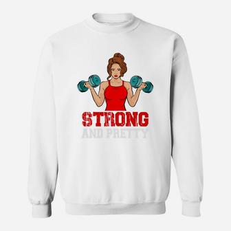 A Strong And Pretty Gymnastic Girl With Dumbbell Sweat Shirt - Seseable