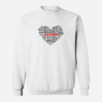 Aachen Stadt Silhouette Herren Sweatshirt in Weiß, Urban Design Tee - Seseable