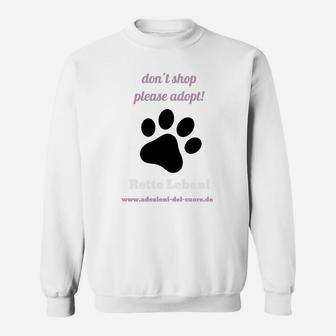 Adoption Bewusstsein Sweatshirt, Pfotenabdruck & Bitte Adoptieren Slogan - Seseable
