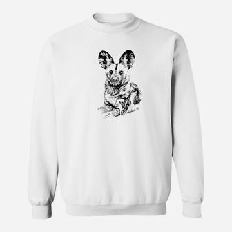 African Painted Dog Making Eye Contact For Dog Fans Sweat Shirt - Seseable