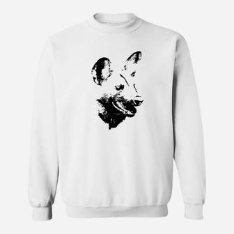 African Wild Dog In Graphic Monochrome Sweat Shirt - Seseable