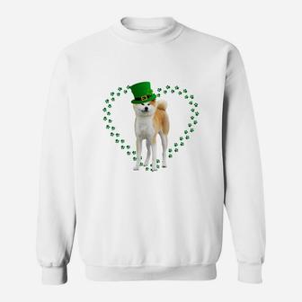 Akita Inu Heart Paw Leprechaun Hat Irish St Patricks Day Gift For Dog Lovers Sweat Shirt - Seseable