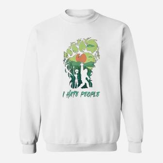 Alien Bigfoot Middle Finger I Hate People Funny Camping Gift Sweat Shirt - Seseable