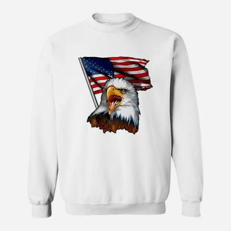 America - Eagle And Flag Sweat Shirt - Seseable