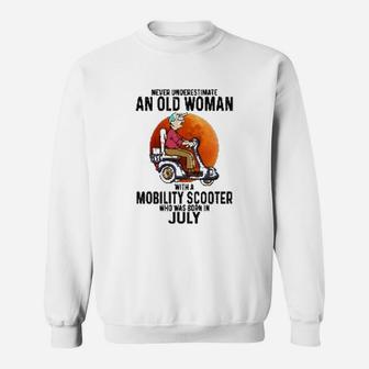 An Old Woman With Mobility Scooter Was Born In July Sweatshirt - Seseable