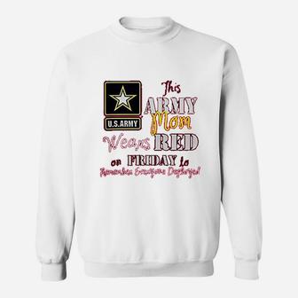 Army Mom Wears Red Sweat Shirt - Seseable