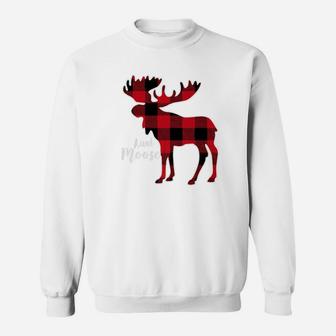 Aunt Moose Red Plaid Buffalo Matching Family Pajama Sweat Shirt - Seseable