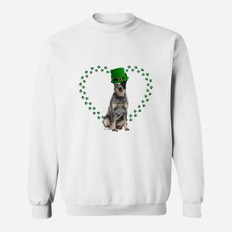 Australian Cattle Dog Heart Paw Leprechaun Hat Irish St Patricks Day Gift For Dog Lovers Sweat Shirt - Seseable