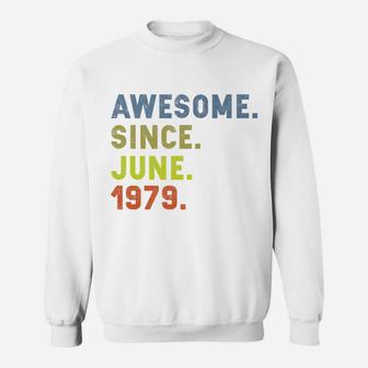 Awesome Since June 1979 Vintage 43rd Birthday Gift Sweat Shirt - Seseable