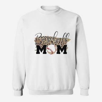 Baseball Mom Leopard Baseball Sweat Shirt - Seseable
