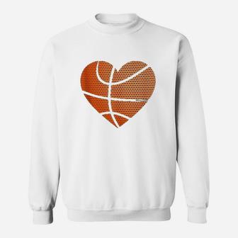 Basketball Ball Love Heart Mom Dad Sports Player Fun Gift Sweat Shirt - Seseable