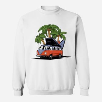 Beach Hippie Van Bus Surfboard Hippie Life Sweatshirt - Seseable
