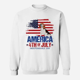 Beagle Dog Lovers 4th Of July American Flag Sweat Shirt - Seseable