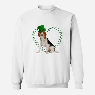 Beagle Heart Paw Leprechaun Hat Irish St Patricks Day Gift For Dog Lovers Sweat Shirt - Seseable
