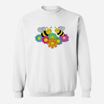 Bees And Flowers Sweat Shirt - Seseable
