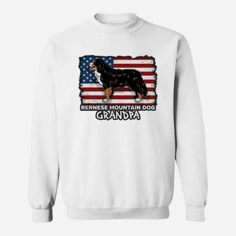Bernese Mountain Dog Grandpa Usa Flag Sweat Shirt - Seseable