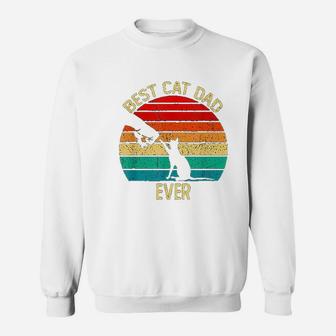 Best Cat Dad Ever Retro Vintage Gift Paw Fist Bump Funny Sweat Shirt - Seseable
