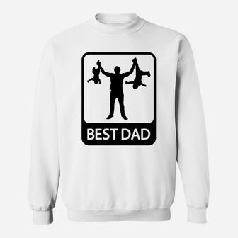 Best Dad Funny Silhouette Of Father And Children Sweat Shirt - Seseable