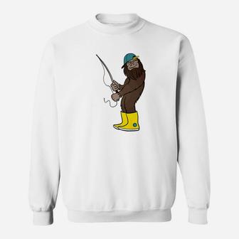 Bigfoot Fishing Funny Boots And Cap Fish Lover Gift Sweat Shirt - Seseable