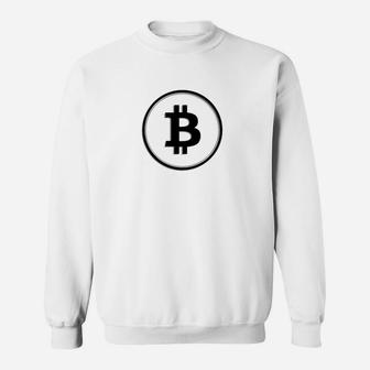 Bitcoin Logo Unisex Sweatshirt in Weiß, Krypto Mode - Seseable