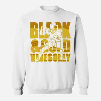 Black And Gold Game Day Football Sport Gift Sweatshirt - Seseable