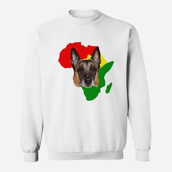 Black History Month African Map Belgian Malinois Gift For Pet Lovers Proud Black Sweat Shirt - Seseable