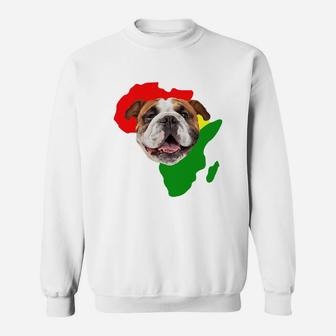 Black History Month African Map Bulldog Gift For Pet Lovers Proud Black Sweat Shirt - Seseable