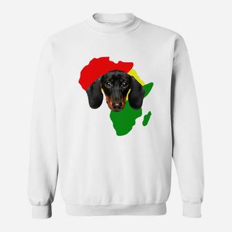 Black History Month African Map Dachshund Gift For Pet Lovers Proud Black Sweat Shirt - Seseable