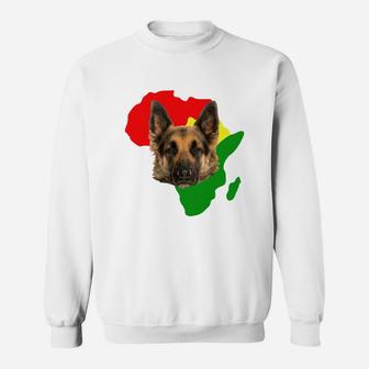 Black History Month African Map German Shepherd Gift For Pet Lovers Proud Black Sweat Shirt - Seseable