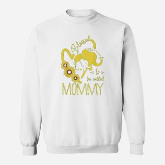 Blessed To Be Called Mommy Elephant Sunflower Heart Sweat Shirt - Seseable
