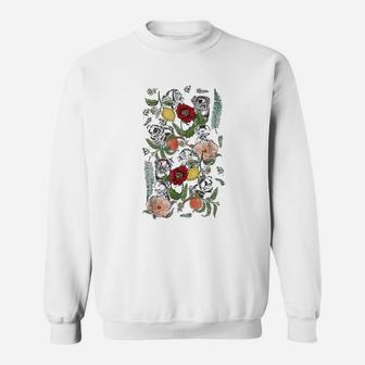 Botanical And Black Pug Sweat Shirt - Seseable