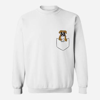 Boxer Dog In Pocket Funny Boxer Dog In A Pocket Sweat Shirt - Seseable