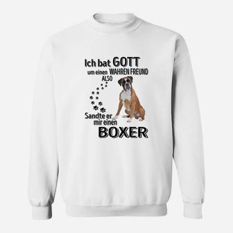 Boxer-Hund Herren Sweatshirt: Wahrer Freund GOTT sandte BOXER - Seseable