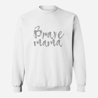 Brave Mama Grey Lettering Womens V-neck T-shi Sweat Shirt - Seseable