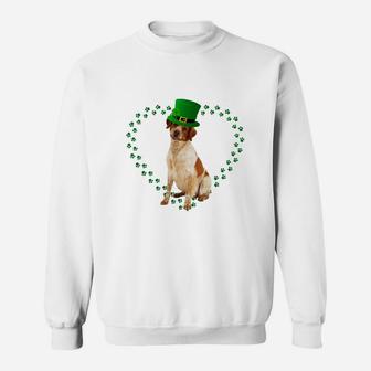 Brittany Heart Paw Leprechaun Hat Irish St Patricks Day Gift For Dog Lovers Sweat Shirt - Seseable